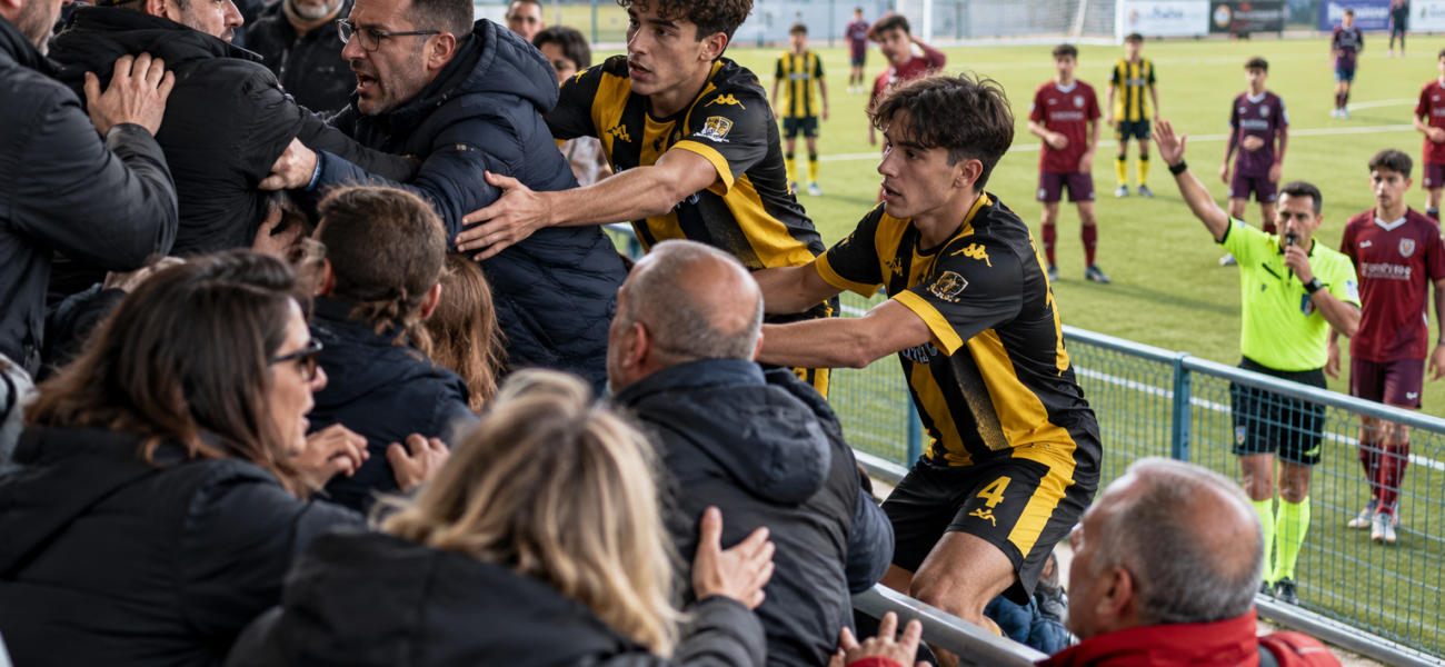 Rissa sugli spalti durante la partita